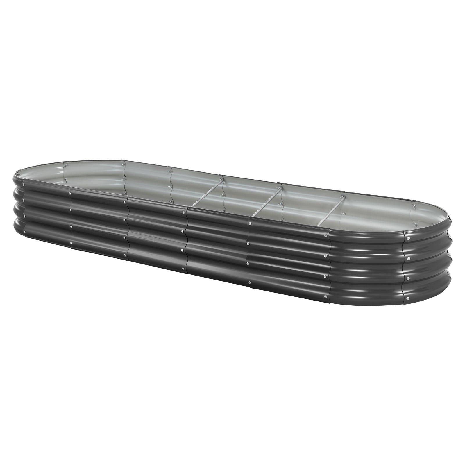 VEVOR Podwyższona grządka ogrodowa, metalowa, 2400x600x290 mm, grządka do sadzenia, grządka warzywna, donica z otwartym dnem i zaokrąglonymi krawędziami, grządka kwiatowa, grządka ziołowa, idealna do warzyw, kwiatów, ziół i sukulentów, owalna