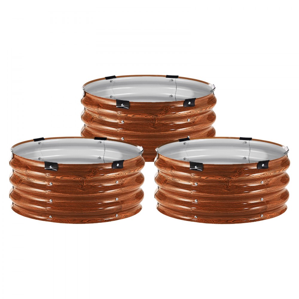 Metalowa podniesiona grządka VEVOR, 590 x 265 mm, zestaw 3 szt., ocynkowana donica, otwarte dno, ogród warzywny, grządka do uprawy warzyw, kwiatów, ziół i sukulentów, głębokie usłojenie drewna