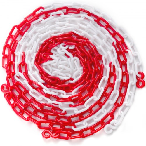 VEVOR zestaw 4 pachołków i 4 plastikowych łańcuszków o długości 1,4m czerwony i biały