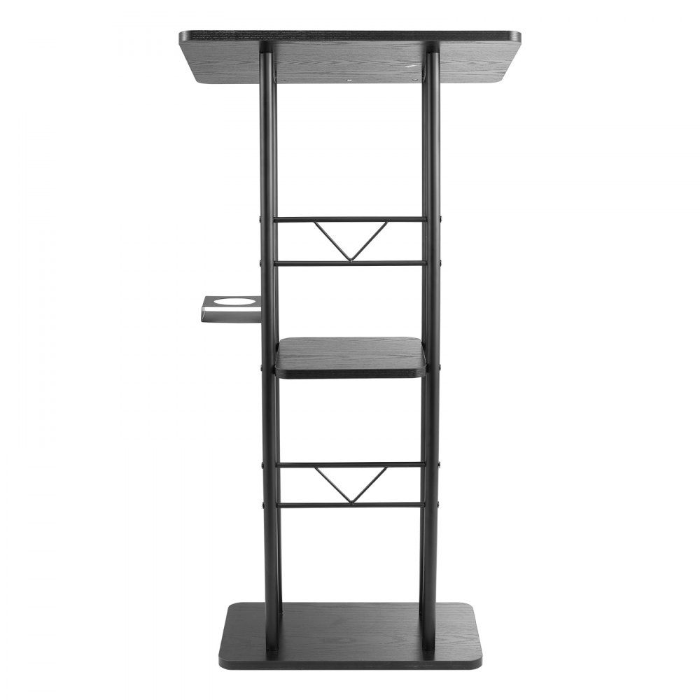 VEVOR Stojak na mównicę metalowy (wysokość 118 cm), zakrzywiony, stojący mównica z szeroką powierzchnią do czytania, otwartą przegrodą i uchwytem na kubek, do sal lekcyjnych, wesel, konferencji, przemówień
