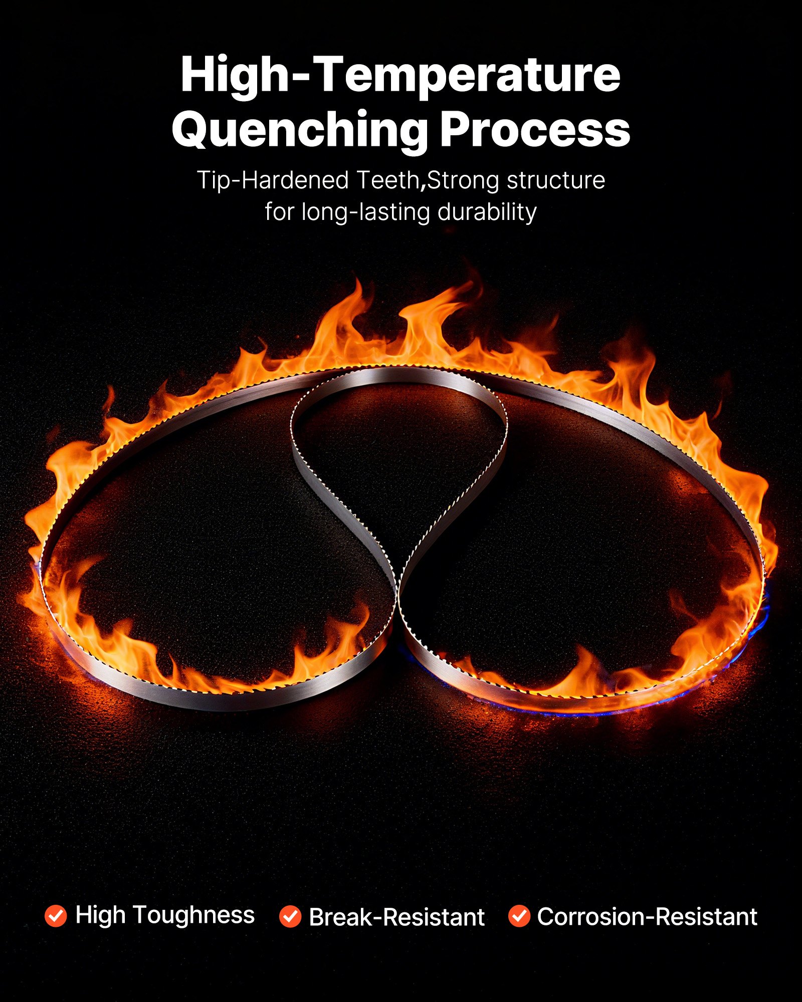 Brzeszczot taśmowy VEVOR, 2780x16x0,5 mm, 4 TPI, z hartowanymi, ostrymi zębami 18 HRC, ze stali węglowej o wysokiej wytrzymałości SK5, o szerokości 16 mm, zamiennik do powszechnie stosowanych taśmowych pił stolarskich, 1 zestaw