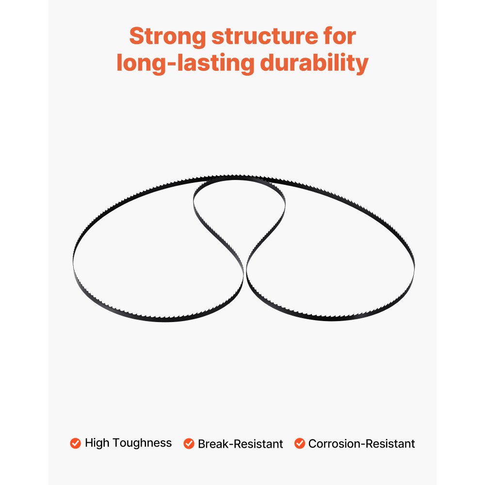 Brzeszczot taśmowy VEVOR, 1511x6,5x0,35 mm, 6 TPI, z hartowanymi, ostrymi zębami (15 HRC), stal węglowa SK5, szerokość 6,35 mm, zamiennik do powszechnie stosowanych taśmowych pił stolarskich, 1 zestaw