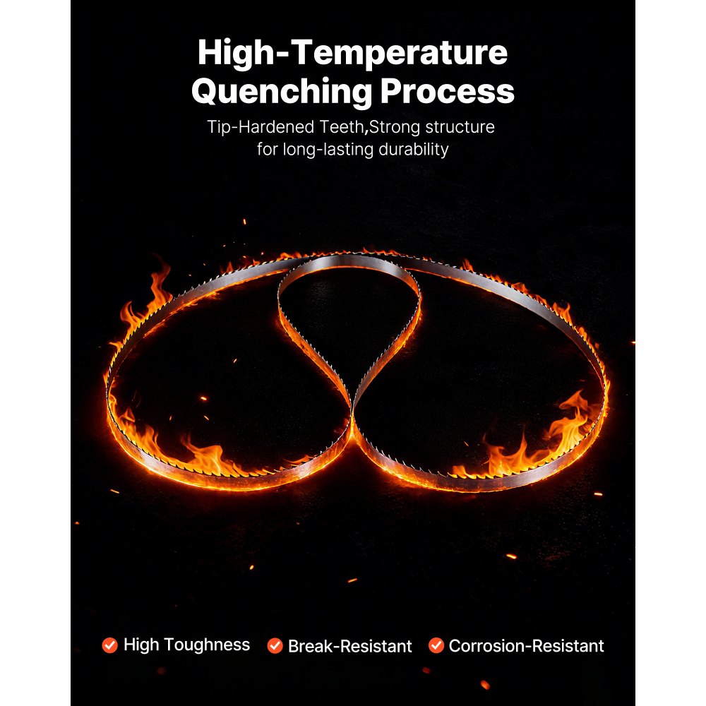 Brzeszczot taśmowy VEVOR, 1832 x 12,7 x 0,5 mm, brzeszczot do drewna 4 TPI, zęby hartowane (18 HRC), stal węglowa SK5 o wysokiej wytrzymałości, szerokość 12,7 mm, brzeszczot wymienny do popularnych pił taśmowych, 1 zestaw