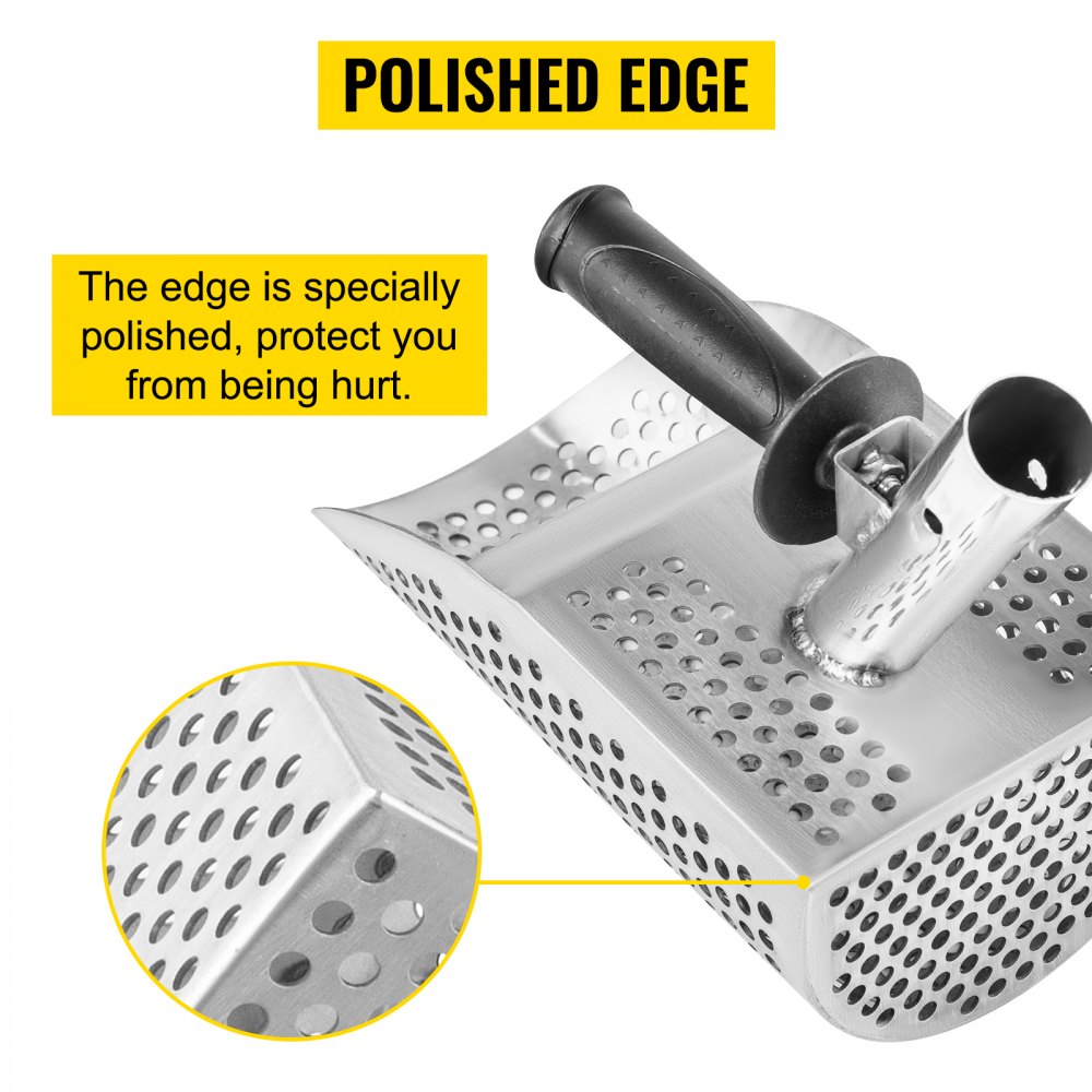 VEVOR Sand Scoop Wykrywacz metalu Stal nierdzewna Szybkie przesiewanie 2mm Grubość 20x29cm