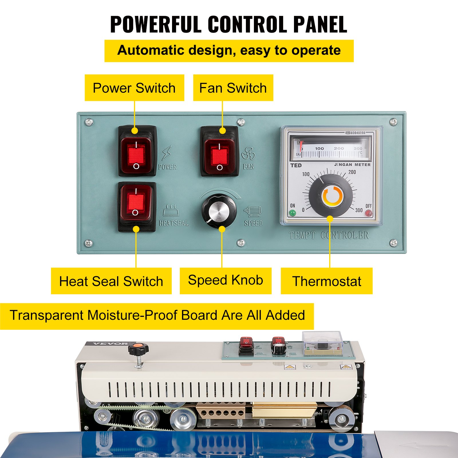VEVOR Automatyczny ciągły poziomy przenośnik workowy FR-900 do zgrzewania