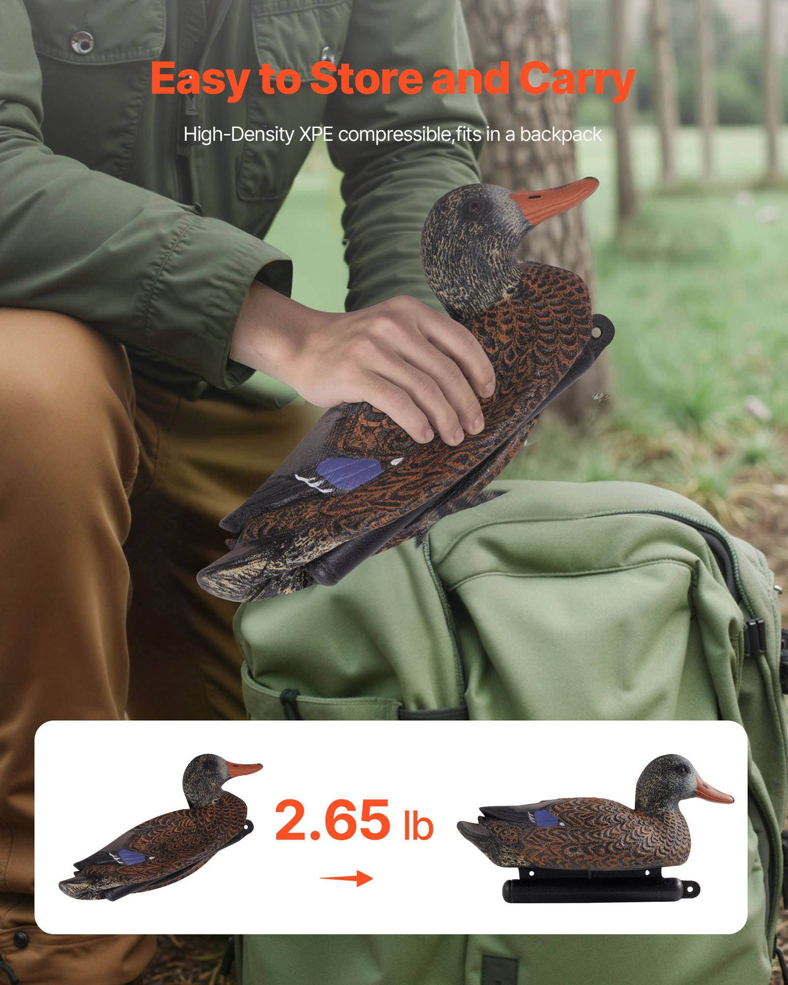 VEVOR Duck Decoys Sztuczne, pływające wabiki na kaczki, z obciążeniem skierowanym do przodu, plastikowa przynęta do polowania na kaczki do użytku na zewnątrz, do oczka wodnego, dekoracja ogrodu, 6 sztuk.