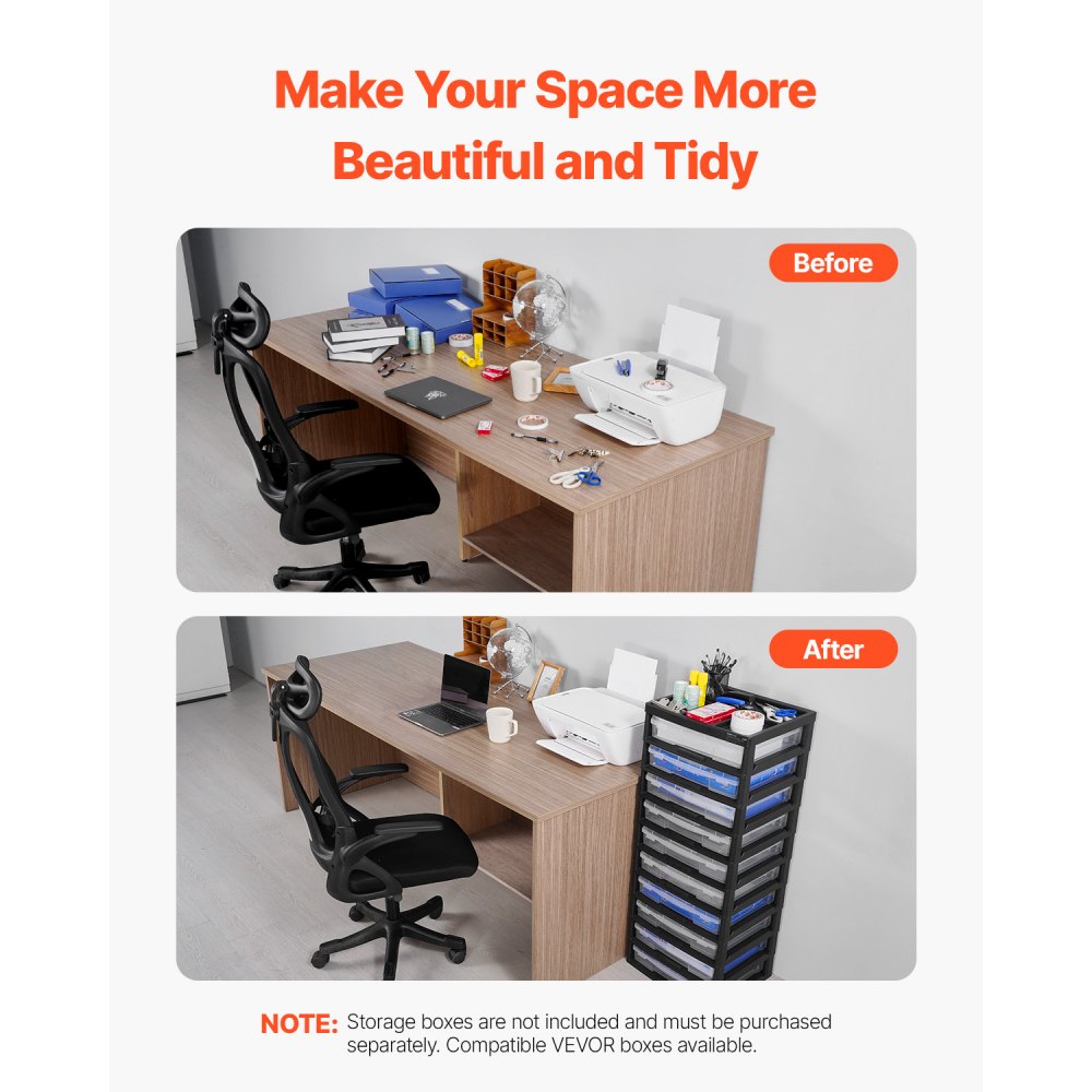 VEVOR Rama do przechowywania 10 poziomów o dużej pojemności, wielofunkcyjny organizer do przechowywania (sama rama) wykonana z materiału PP na artykuły biurowe, narzędzia, artykuły artystyczne i rzemieślnicze, kolor czarny