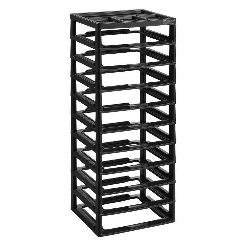 VEVOR 10-Tier Storage Frame with Large Capacity, Multifunctional Storage Organizer (Frame Only) Made of PP Material for Office Supplies, Tools, and Arts & Crafts, Black