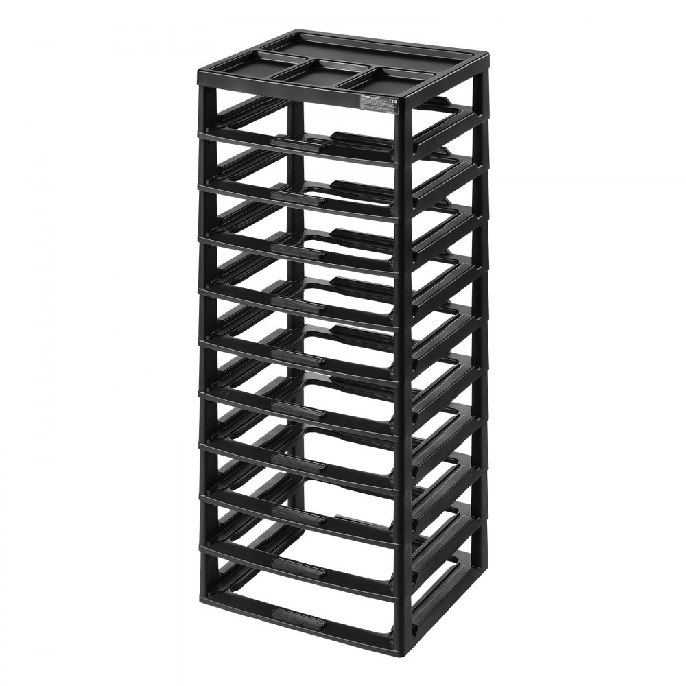 VEVOR 10-Tier Storage Frame with Large Capacity, Multifunctional Storage Organizer (Frame Only) Made of PP Material for Office Supplies, Tools, and Arts & Crafts, Black