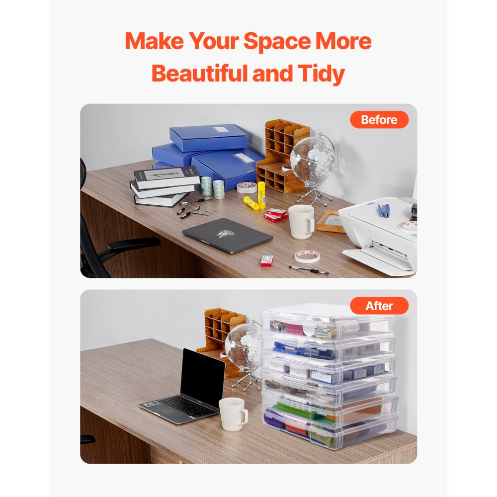 Pudełko do przechowywania papieru do scrapbookingu VEVOR, 6 szt. składanych plastikowych pudełek do gier planszowych, łatwych w transporcie i przechowywaniu, artykuły biurowe i rzemieślnicze