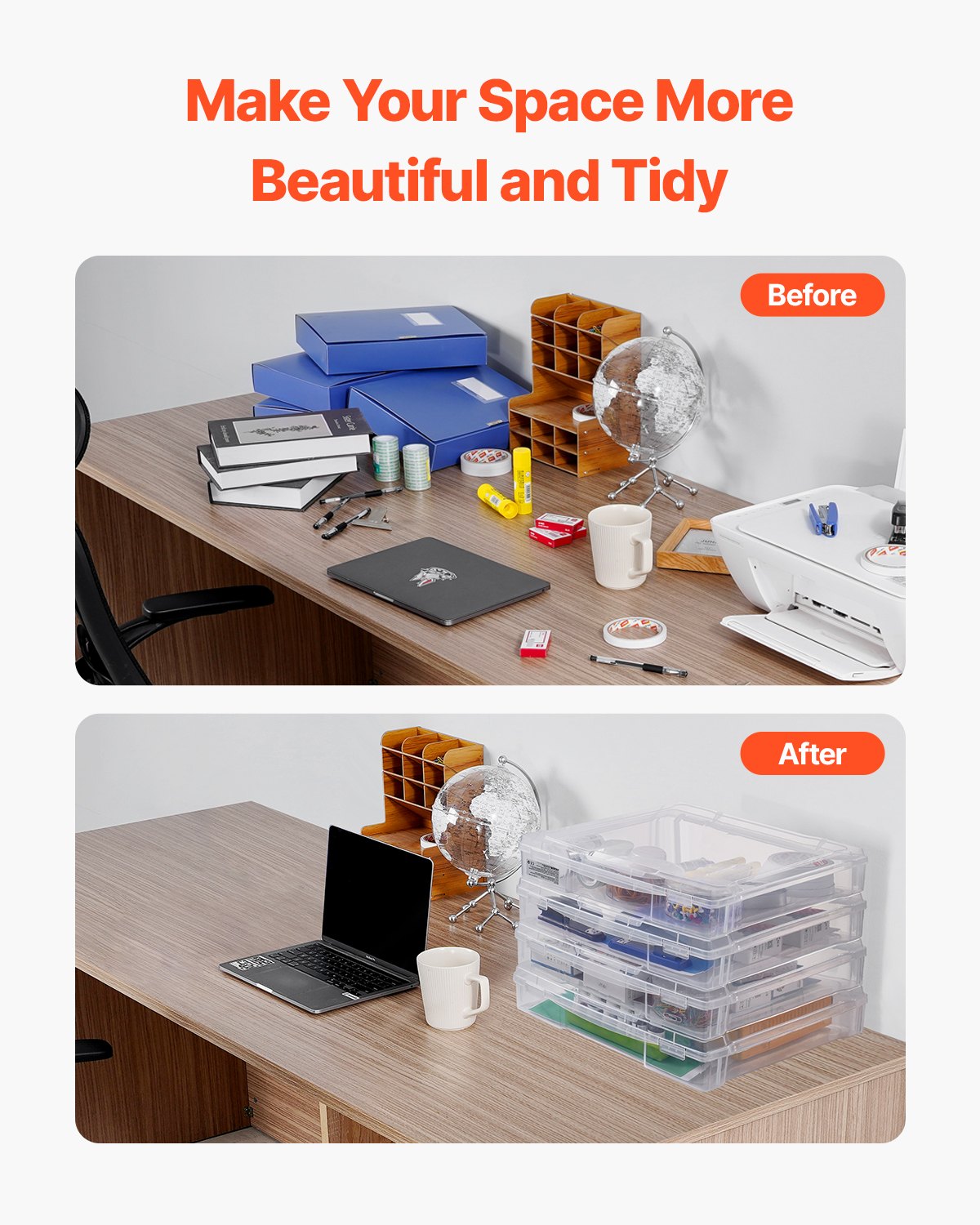 Pudełko do przechowywania VEVOR na papier do scrapbookingu, zdjęcia, papier do rękodzieła, 4 plastikowe pudełka do gier planszowych, łatwe w transporcie i przechowywaniu, artykuły biurowe, artykuły artystyczne i rękodzielnicze