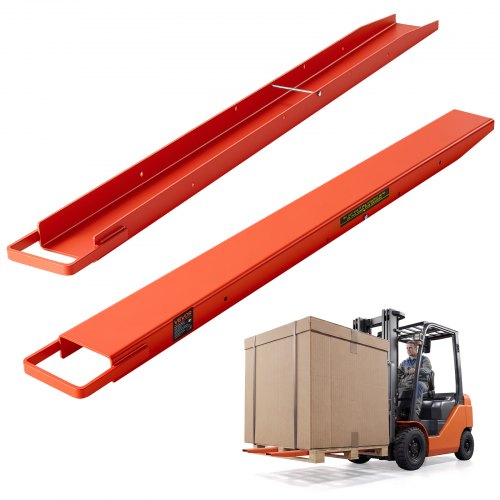 VEVOR 1 para przedłużek wideł 1520 x 115 mm, przedłużki wideł 2086,5 kg, widły do ​​wózków widłowych do przemieszczania i transportu w magazynach, na placach budowy, w dokach i na podwórkach, w konstrukcjach stalowych, z mechanizmem blokującym śrubę, kolor pomarańczowy