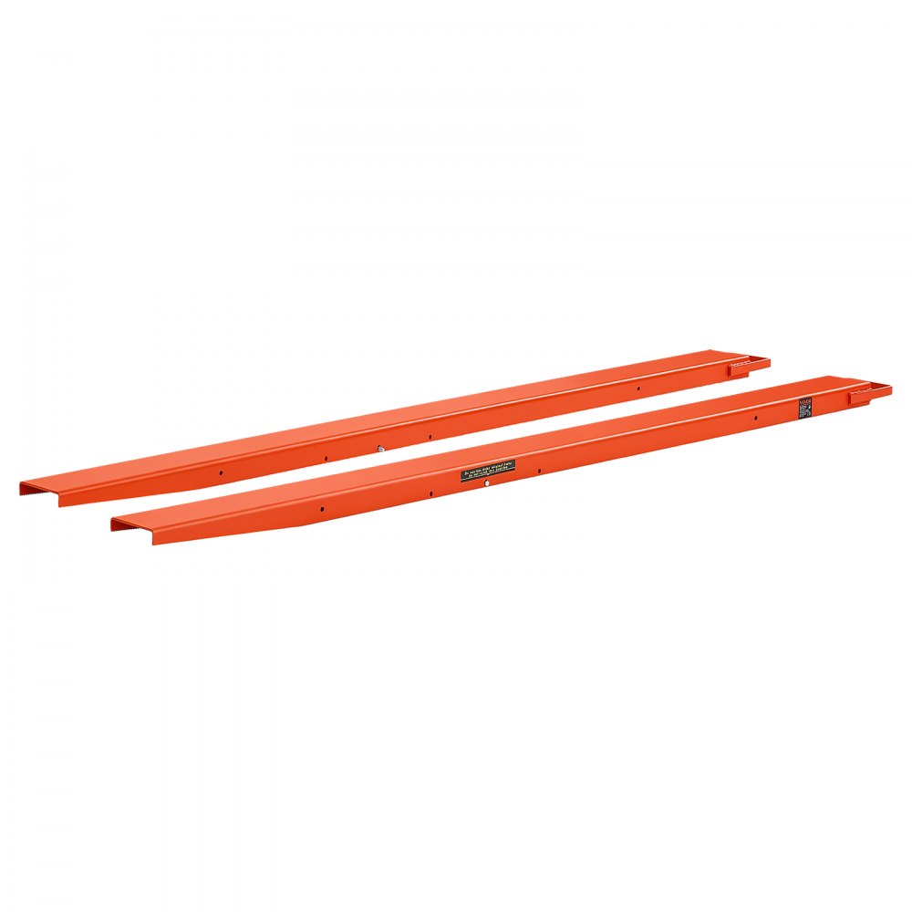 VEVOR Forklift Extensions 2130 x 115 mm, Retaining Loop and Bottom Lock, for Forklifts and Forklift Trucks, Heavy-Duty Industrial Pallet Fork Attachments, Extended Load Handling, Orange, 1 Pair
