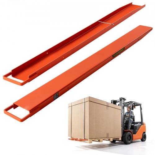 VEVOR 1 para przedłużek wideł 2130x140 mm, przedłużki wideł 2086,5 kg, widły do ​​wózków widłowych do transportu w warsztacie, logistyce i rolnictwie, konstrukcje stalowe, z blokadą śrubową, kolor pomarańczowy