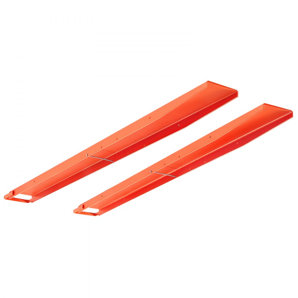 VEVOR Forklift Extensions 2130 x 140 mm, Retaining Loop and Bottom Lock, for Forklifts and Forklift Trucks, Heavy-Duty Industrial Pallet Fork Attachments, Extended Load Handling, Orange, 1 Pair