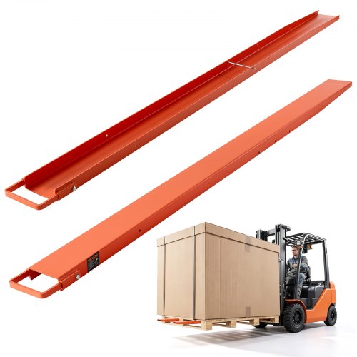 VEVOR 1 para przedłużek wideł 2440x140 mm, przedłużki wideł 2086,5 kg, widły do ​​wózków widłowych do transportu w warsztacie, logistyce i rolnictwie, konstrukcje stalowe, z blokadą śrubową, kolor pomarańczowy