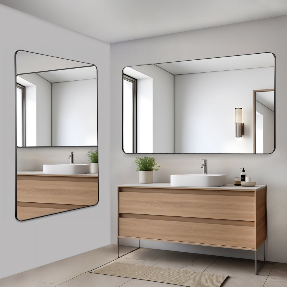 VEVRO Prostokątne lustro ścienne Lustro do makijażu 1397x762x25mm Lustro łazienkowe