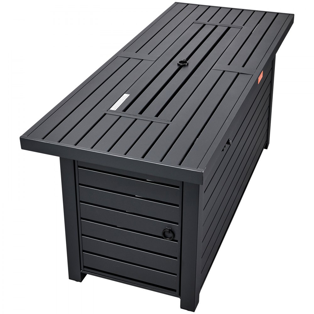 VEVOR zewnętrzny stół kominkowy 137 cm kominek gazowy miska paleniskowa ze stali węglowej kominek gazowy 137x56x63 cm ze stalową pokrywą ochrona przed wiatrem ochrona przed deszczem 9-litrowy zbiornik na propan na 9 godzin stół kominkowy do ogrodu patio