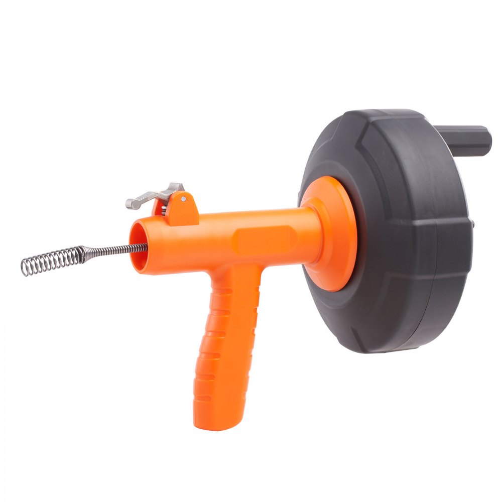 VEVOR Spirala do czyszczenia odpływów 0,63 x 762 cm, sprężynowa stalowa linka do czyszczenia odpływów z bębnem, ręczna i elektryczna, automatyczna, wałowa rura do czyszczenia odpływów toaletowych i podłogowych