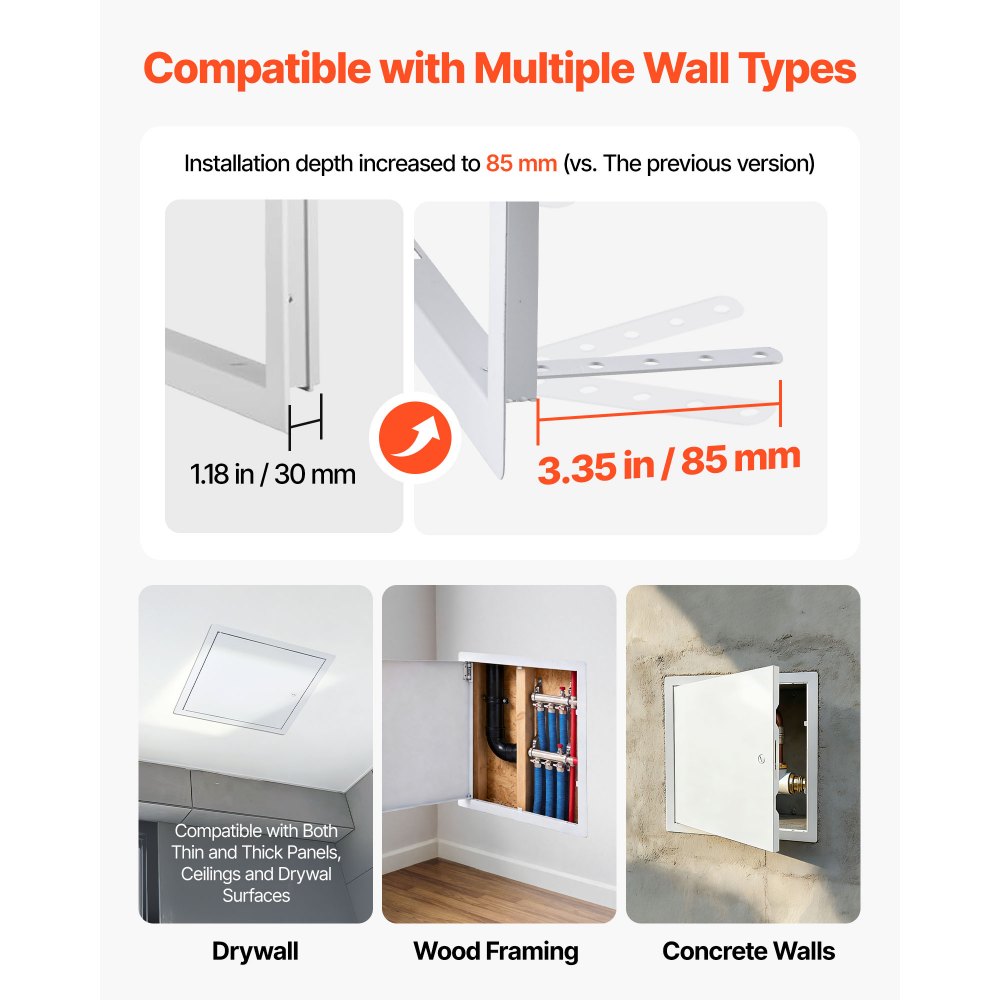 Panel dostępowy VEVOR Sufit do płyt kartonowo-gipsowych 411x411mm Sanitarny panel dostępowy do sufitu