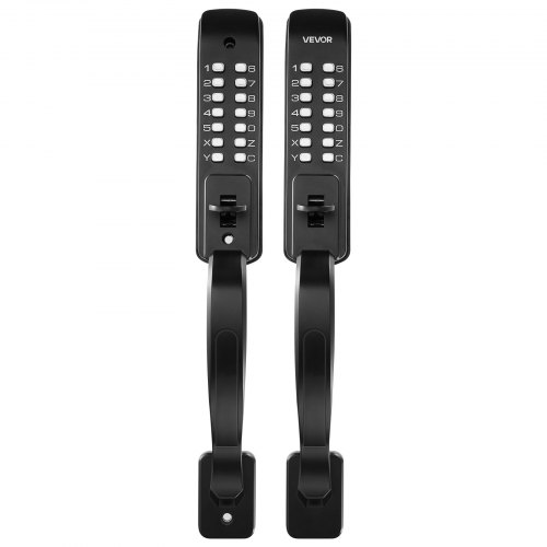 Mechaniczny zamek szyfrowy VEVOR z dwustronną klawiaturą (kod od 4 do 7 cyfr), bezkluczykowy zamek do drzwi z klamką i automatycznym ryglowaniem, do drzwi wejściowych, bram ogrodowych, garaży, czarny