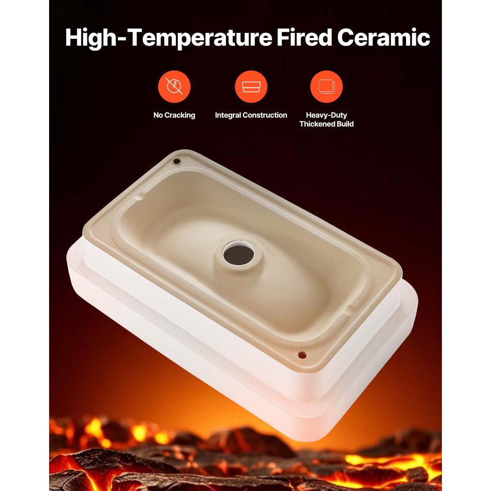 VEVOR Semi Recessed Bathroom Sink, 490 x 305 mm Rectangular White Ceramic Vessel Sink with 45 mm Drain Hole, Drop in Modern Lavatory Vanity Bath Wash Bowl Basin, Rectangle for Bathroom Small Space