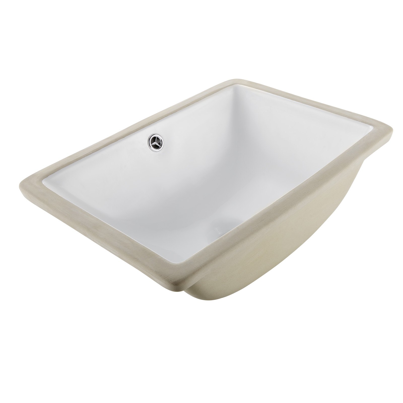 VEVOR Undermount Bathroom Sink, 460 x 330 mm Rectangular White Ceramic Vessel Sink with Overflow Hole, Under Counter Drop in Modern Lavatory Vanity Bath Wash Bowl Basin, Rectangle for Small Space