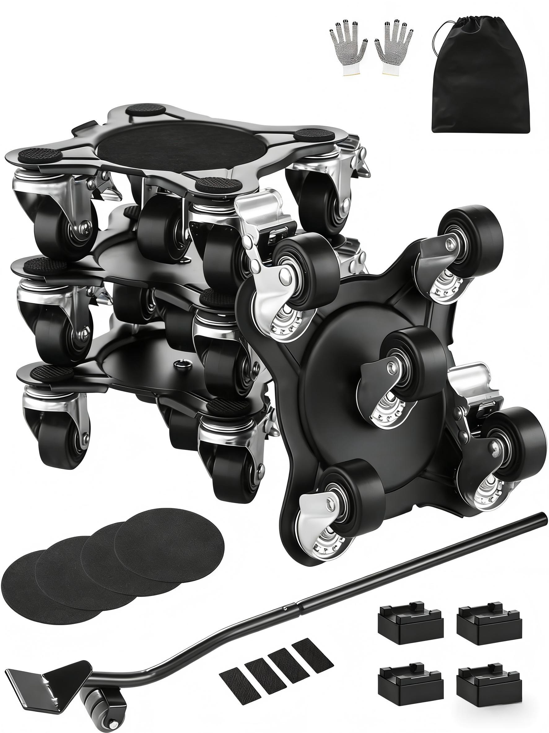 Przenośnik meblowy VEVOR, 158 x 158 x 65 mm, maks. ładowność 544 kg, wytrzymały transporter mebli z 5 kołami obrotowymi o 360°, zestaw narzędzi do podnoszenia i przenoszenia mebli: sprzętu AGD, sofy, lodówki, pralki