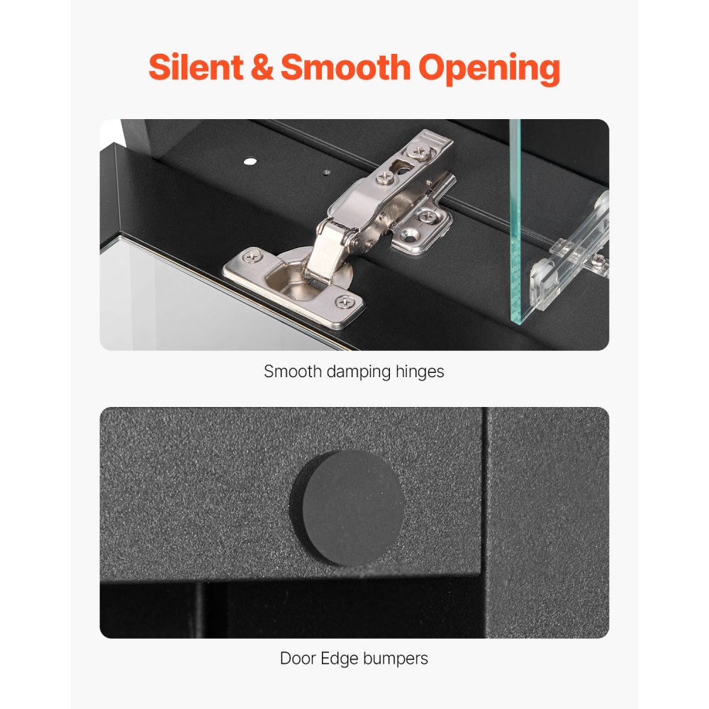 Szafka na leki z lustrem VEVOR (355 x 135 x 610 mm) do łazienki z podwójnym lustrem i regulowanymi szklanymi półkami, do zabudowy i montażu na ścianie, aluminiowa rama, szafka łazienkowa