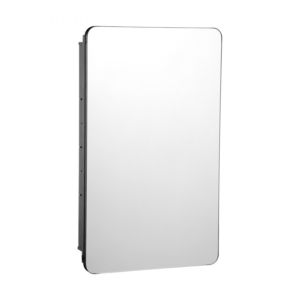 Szafka na leki z lustrem VEVOR (406 x 128 x 610 mm) do łazienki z drzwiami lustrzanymi i regulowanymi szklanymi półkami, do zabudowy i montażu na ścianie, aluminiowa rama, szafka łazienkowa
