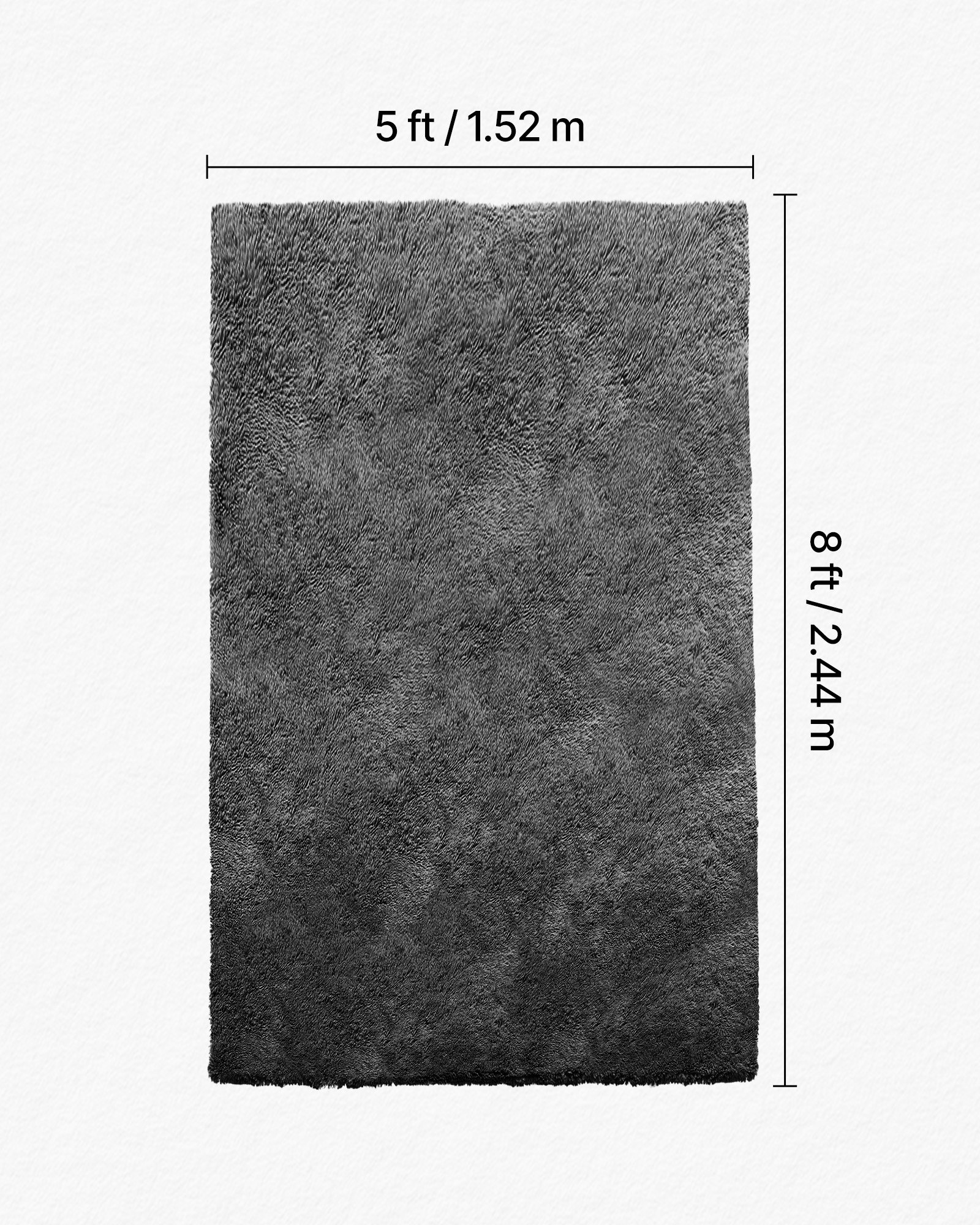 Dywan VEVOR z długim włosiem 2438 x 1524 mm, pluszowy dywan z trójwarstwowego materiału, wysokość włosia 35 mm, dywan do salonu, sypialni, ogrodu zimowego, niepylący i miękki, antypoślizgowy, szary