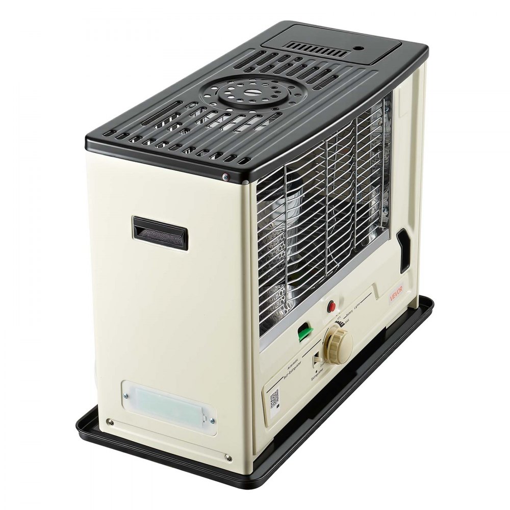 VEVOR 2930W przenośny grzejnik na naftę, zbiornik na olej 4,44 l, beżowy, grzejnik do domu, na kemping i do użytku awaryjnego, maks. 10 m², kratka zabezpieczająca, zabezpieczenie przed przewróceniem, kontrola płomienia, ze wskaźnikiem poziomu na zbiorniku i akumulatorem