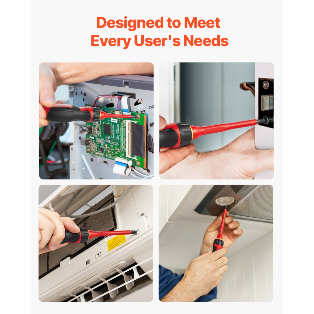 Zestaw izolowanych wkrętaków VEVOR 13 elementów, izolowany zestaw narzędzi dla elektryków z magnetycznymi końcówkami Phillips, Flat i Pozidriv Torx, wkrętak