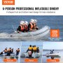 Ponton VEVOR, 6-osobowa łódź sportowa z pawężą, morską drewnianą podłogą i regulowaną aluminiową ławką, nadmuchiwana tratwa rybacka o wadze 680 kg, aluminiowe wiosło, pompka powietrzna i torba transportowa
