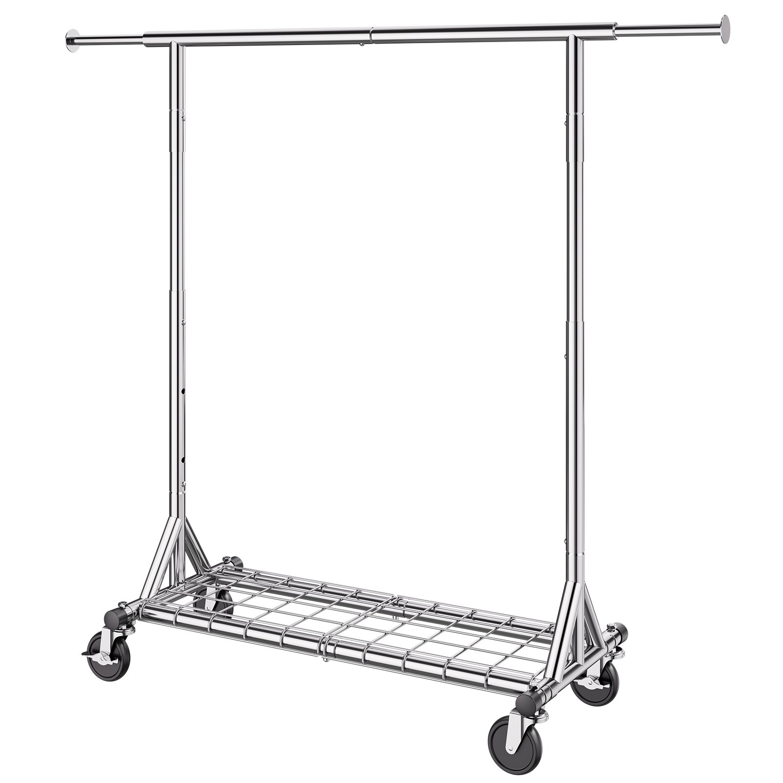 VEVOR Stojak na ubrania na kółkach, 1 drążek na ubrania, nośność 204 kg, wytrzymały, 1452-1883 mm, regulowana wysokość, mobilny stojak do sypialni, pralni, garderoby itp.