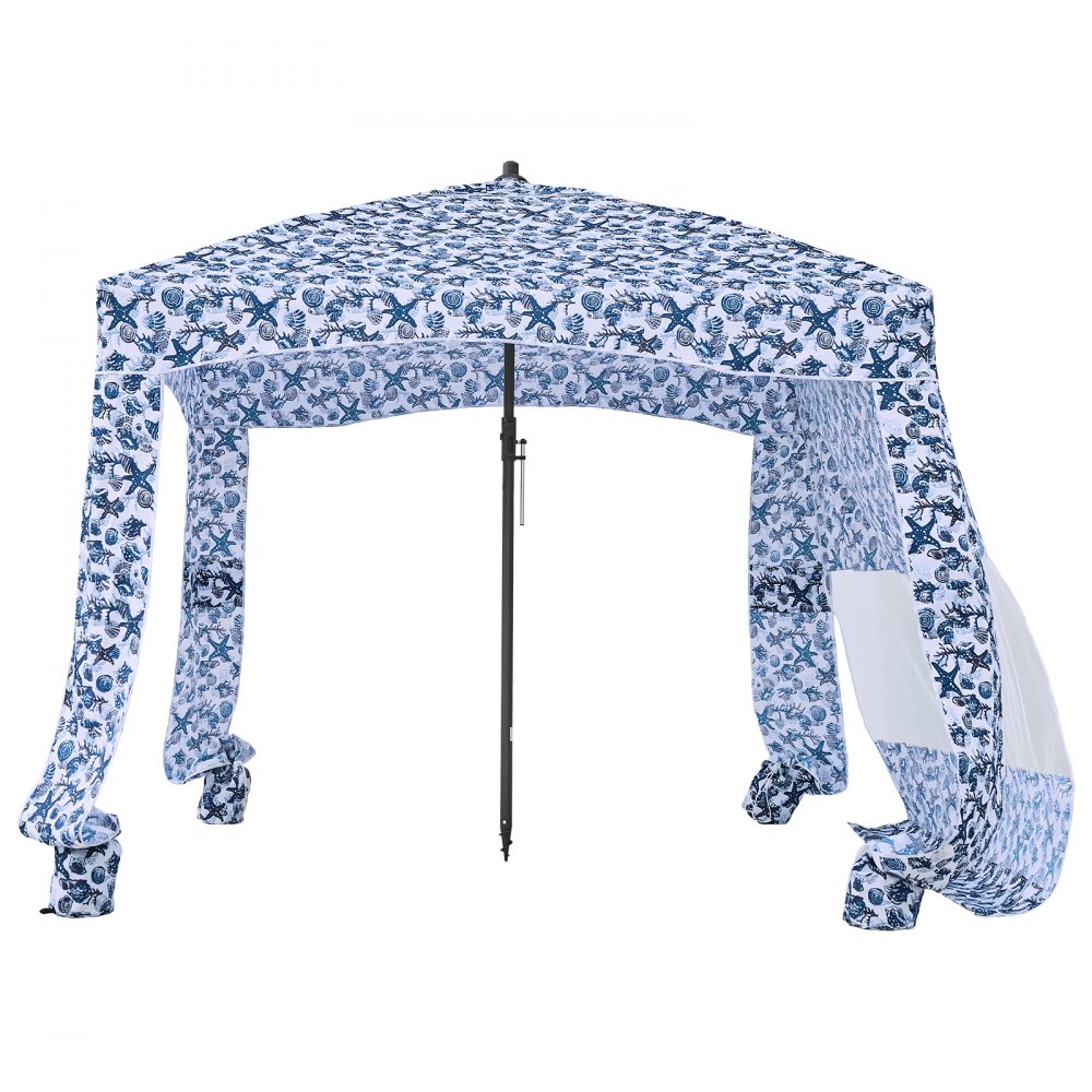 VEVOR Beach Cabana 183 x 183 cm Baldachim plażowy ze ścianą boczną, ochrona przeciwsłoneczna UPF 50+, pawilon plażowy z workami z piaskiem, duży przenośny parasol przeciwsłoneczny do użytku na zewnątrz dla rodziny i przyjaciół