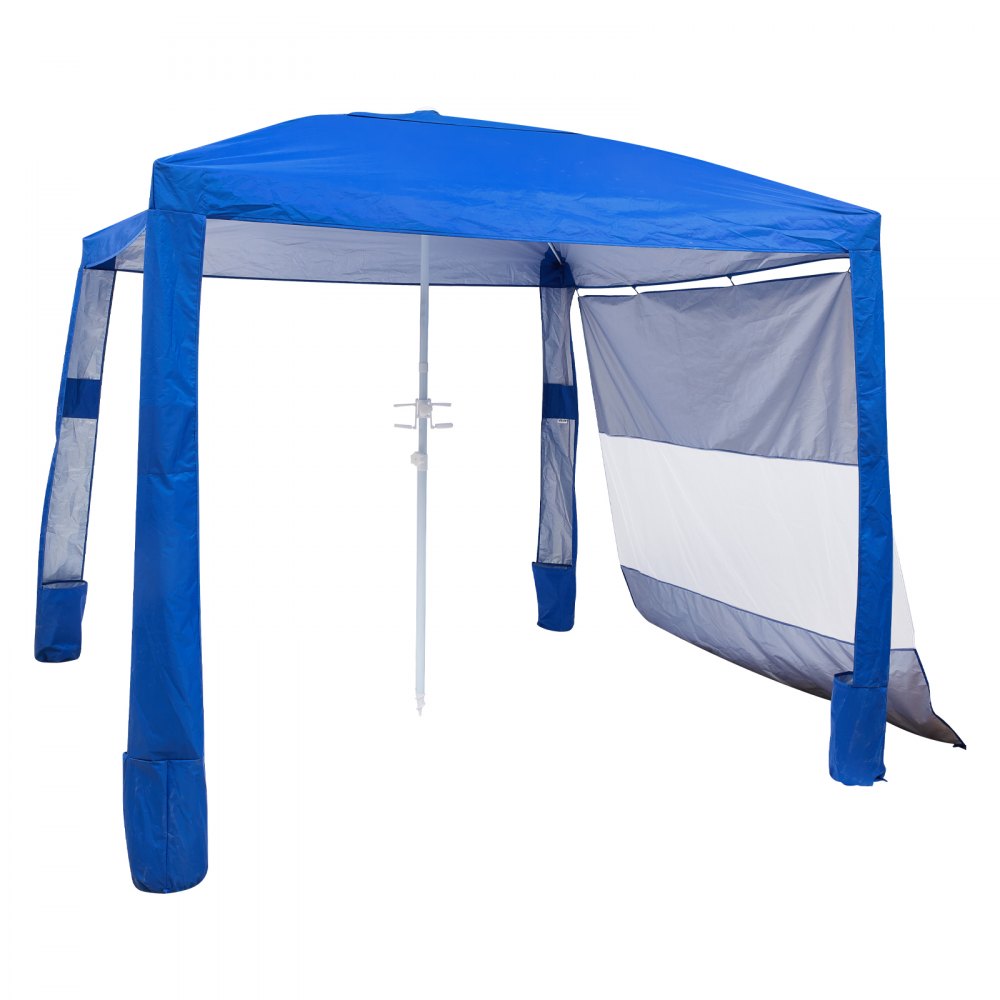 VEVOR Beach Cabana, namiot plażowy 2,4 x 2,4 m ze ścianą boczną, ochrona przeciwsłoneczna UPF 50+, pawilon plażowy z workami z piaskiem, regulowana wysokość i przenośny parasol przeciwsłoneczny dla rodziny i przyjaciół, niebieski