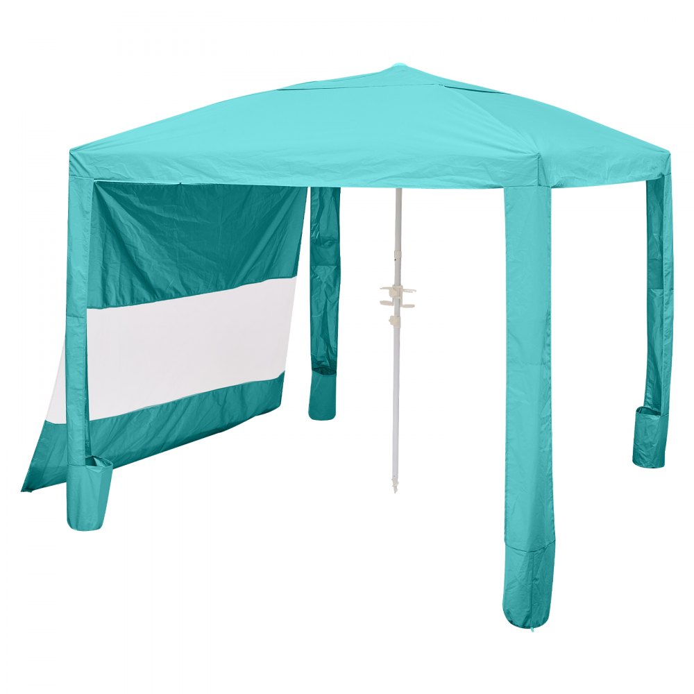 VEVOR Beach Cabana, namiot plażowy 2,4 x 2,4 m ze ścianą boczną, ochrona przeciwsłoneczna UPF 50+, pawilon plażowy z workami z piaskiem, regulowana wysokość i przenośny parasol przeciwsłoneczny dla rodziny i przyjaciół, zielony