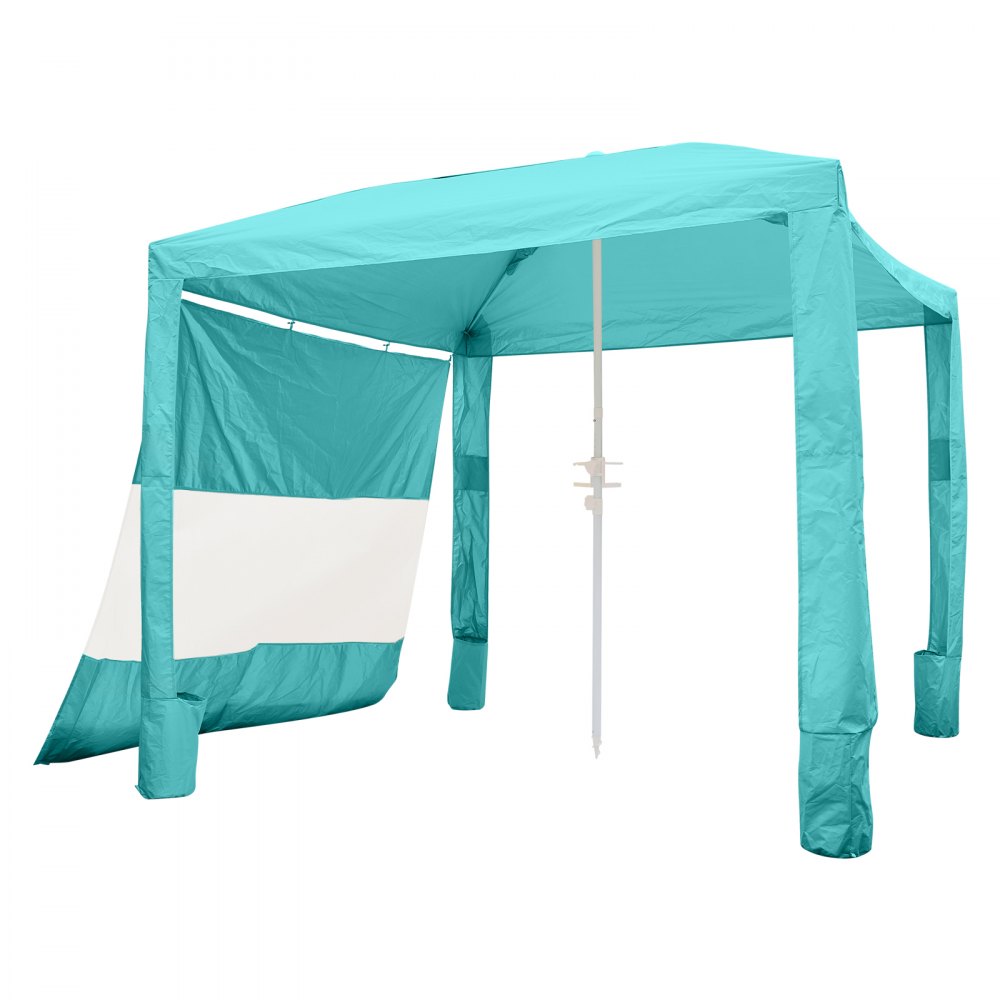 VEVOR Beach Cabana, namiot plażowy 2,4 x 2,4 m ze ścianą boczną, ochrona przeciwsłoneczna UPF 50+, pawilon plażowy z workami z piaskiem, regulowana wysokość i przenośny parasol przeciwsłoneczny dla rodziny i przyjaciół, zielony
