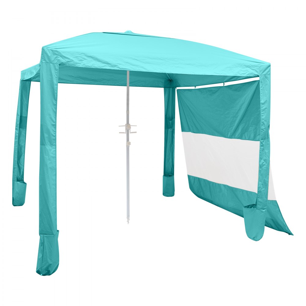 VEVOR Beach Cabana, namiot plażowy 2,4 x 2,4 m ze ścianą boczną, ochrona przeciwsłoneczna UPF 50+, pawilon plażowy z workami z piaskiem, regulowana wysokość i przenośny parasol przeciwsłoneczny dla rodziny i przyjaciół, zielony