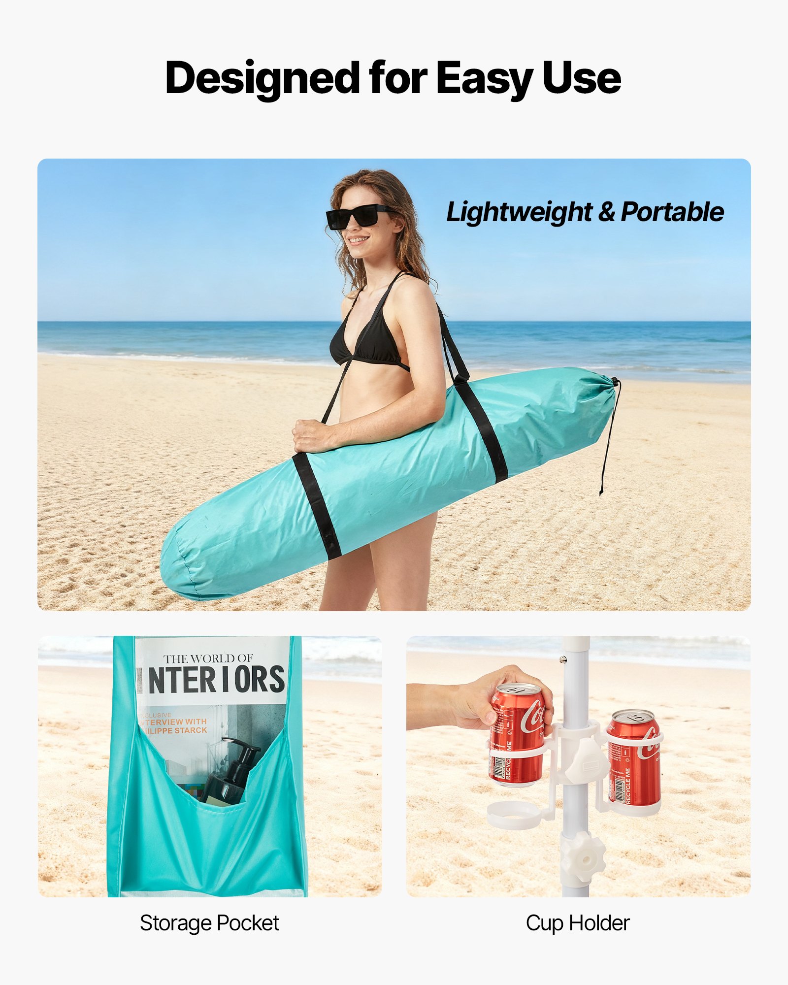 VEVOR Beach Cabana, namiot plażowy 2,4 x 2,4 m ze ścianą boczną, ochrona przeciwsłoneczna UPF 50+, pawilon plażowy z workami z piaskiem, regulowana wysokość i przenośny parasol przeciwsłoneczny dla rodziny i przyjaciół, zielony