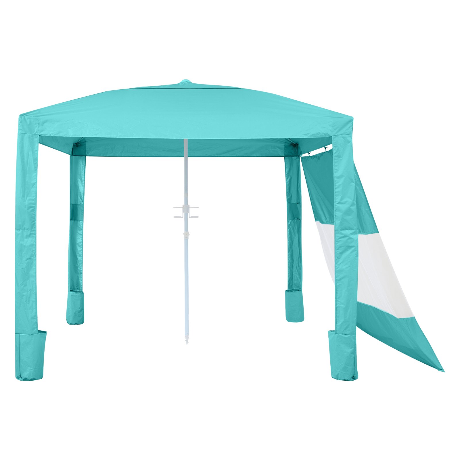 VEVOR Beach Cabana, namiot plażowy 2,4 x 2,4 m ze ścianą boczną, ochrona przeciwsłoneczna UPF 50+, pawilon plażowy z workami z piaskiem, regulowana wysokość i przenośny parasol przeciwsłoneczny dla rodziny i przyjaciół, zielony