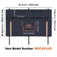 Podkładka na tylną klapę VEVOR pick-up 157 cm, podkładka na tylną klapę do ciężarówki, 6 rowerów, 11 x 11 cm rowkowany tylny bagażnik na rowery na drewno, drabiny itp. Dźwignia tylnej klapy z dwiema małymi kieszeniami 19 x 30 cm