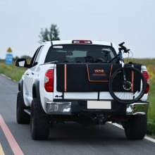 Podkładka na tylną klapę VEVOR pick-up 157 cm, podkładka na tylną klapę do ciężarówki, 6 rowerów, 11 x 11 cm rowkowany tylny bagażnik na rowery na drewno, drabiny itp. Dźwignia tylnej klapy z dwiema małymi kieszeniami 19 x 30 cm