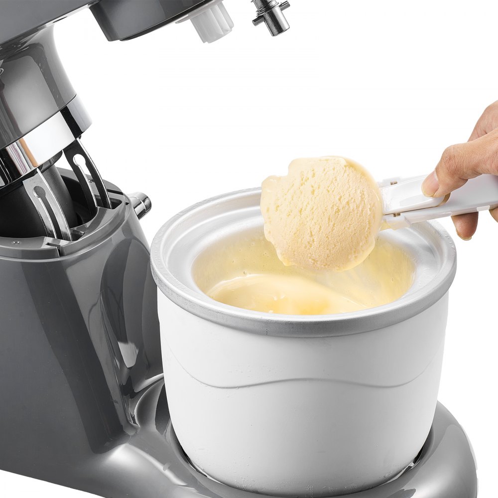 VEVOR Ice Cream Maker, 1.7 L Capacity, 6-Speed Electric Stand Mixer, with LED Digital Display & Timer, Mixing Paddle, Dough Hook, Splash Guard, for Homemade Frozen Yogurt Fruit Sorbet Gelato, Grey