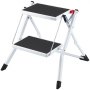 VEVOR Drabina domowa 500x480x450 mm Składana stalowa drabina schodkowa 2 stopnie Udźwig 150 kg Składany stołek schodkowy Podwójna drabina schodkowa 445 mm Drabina kuchenna Antypoślizgowy stołek schodkowy