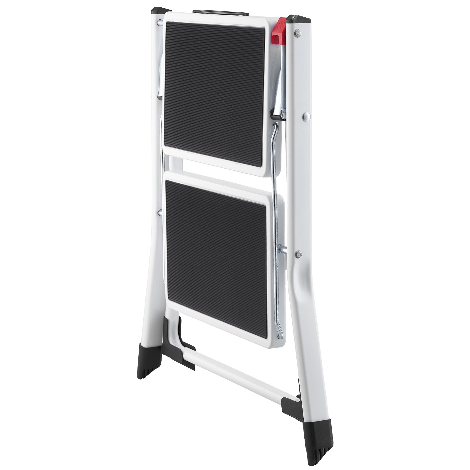 VEVOR Household Ladder 500x480x450mm Folding Steel Step Ladder 2 Steps 150kg Load Capacity Folding Step Stool Double Step Ladder 445mm High Kitchen Ladder Non-Slip Step Stool