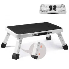 VEVOR Drabina domowa 450x310x166mm Składana drabina ze stali, 1 stopień, udźwig 150 kg, składane stopnie 170-188-216 mm, regulowana wysokość, drabina kuchenna, antypoślizgowy stołek