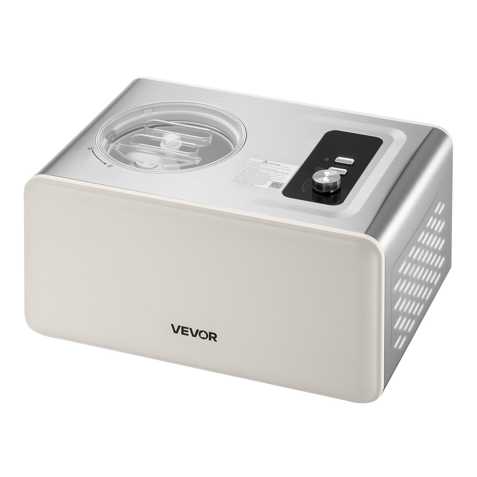 Automatyczna maszyna do lodów VEVOR 2 QT z wbudowanym kompresorem (150 W) bez wstępnego zamrażania, maszyna do lodów z 3 trybami, elektryczna maszyna do lodów i mrożonych sorbetów do kuchni domowej