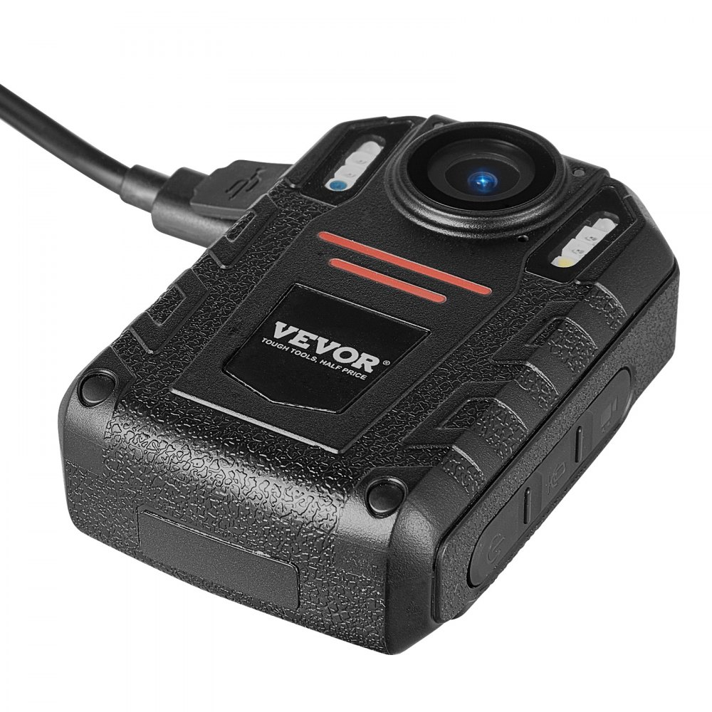 Kamera nasobna VEVOR 1440P HD, kamera nasobna z 64 GB pamięci, nagrywaniem dźwięku i obrazu, wbudowana bateria 2850 mAh, 2,0-calowy ekran LCD, noktowizor w podczerwieni, wodoodporna kamera nasobna dla funkcjonariuszy organów ścigania